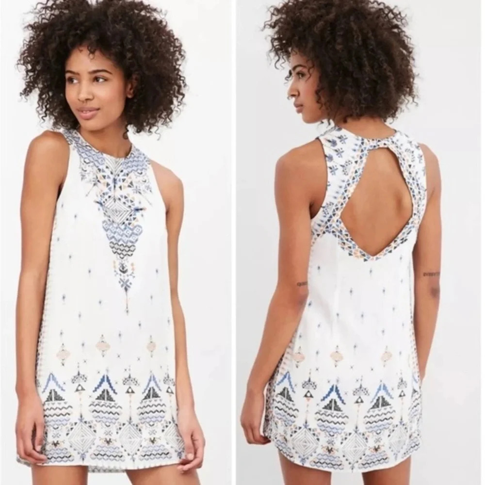 Ecote Urban Outfitters Boho Babydoll Dress XS – Printed Sleeveless Summer Mini